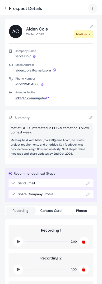 EasyRem App - Prospect Details